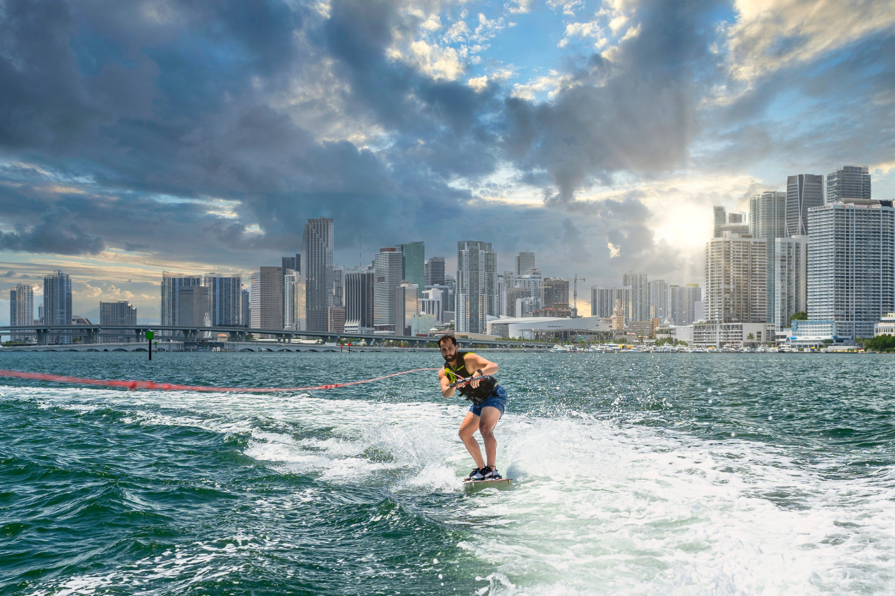 Water skiing in Miami