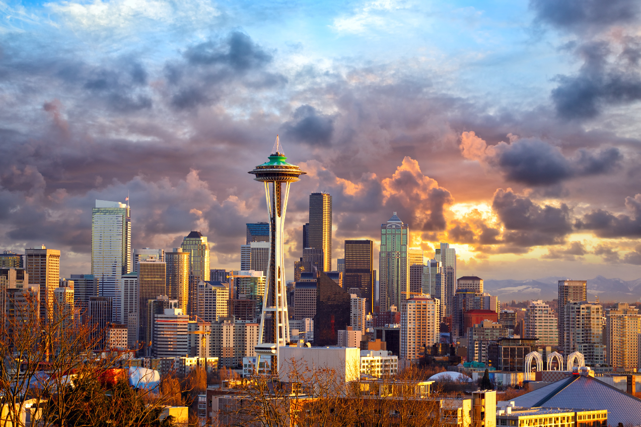 Seattle skyline at sunset
